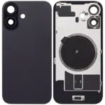 Capac Spate Sticla iPhone 16 Aftermarket (No Logo) (Black) - imagine 2