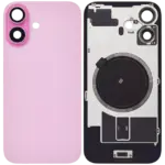 Capac Spate Sticla iPhone 16 Aftermarket (No Logo) (Pink) - imagine 2