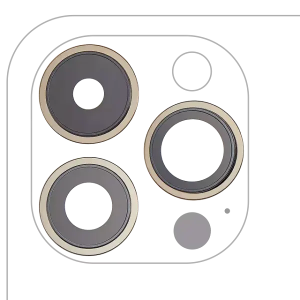 Lentila Camera Spate Cu Suport Si Rama iPhone 14 Pro / 14 Pro Max (Gold) (3 Piece Set) Premium