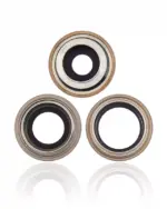 Lentila Camera Spate Cu Suport Si Rama iPhone 14 Pro / 14 Pro Max (Gold) (3 Piece Set) Premium - imagine 2