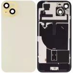 Capac Spate Sticla Cu Magnet MagSafe, NFC Si Lanterna iPhone 15 Plus Aftermarket (No Logo) (Yellow) - imagine 2