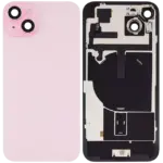 Capac Spate Sticla Cu Magnet MagSafe, NFC Si Lanterna iPhone 15 Plus Aftermarket (No Logo) (Pink) - imagine 2