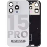 Capac Spate Sticla Cu Magnet MagSafe, NFC Si Lanterna iPhone 15 Pro  Aftermarket (No Logo) (White Titanium)