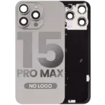 Capac Spate Sticla Cu Magnet MagSafe, NFC Si Lanterna iPhone 15 Pro Max Aftermarket (No Logo) (Titanium Natural)