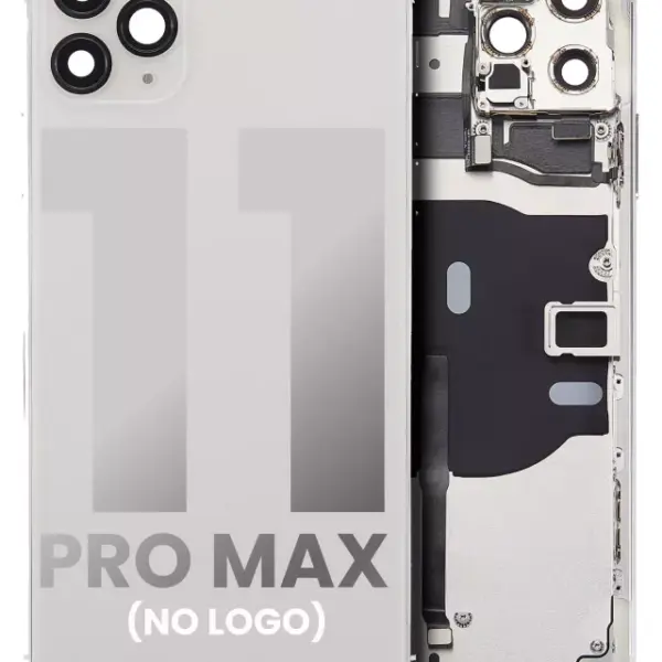 Carcasa Spate Sticla iPhone 11 Pro Max AMPlus (No Logo) (Silver)