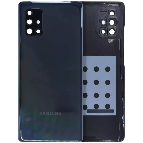 Capac Sticla Spate Cu Lentila Camera Samsung Galaxy A71 5G (A716V / 2020) Service Pack (Prism Cube Black)