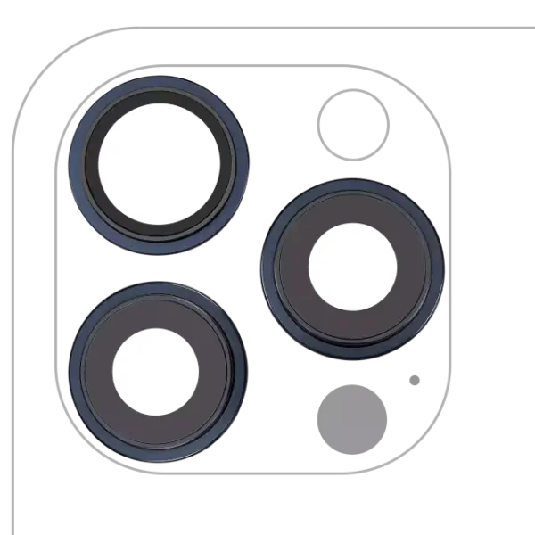 Lentila Camera Spate Cu Suport Si Rama iPhone 15 Pro Max (3 Piece Set) Premium (Blue Titanium)