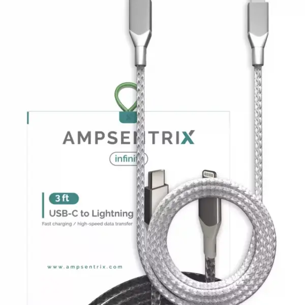 Oferte Black Friday Cablu De Date Si Incarcare Lightning la USB-C (Non-MFI) (1 m / 3 ft) AM Infinity (Silver)