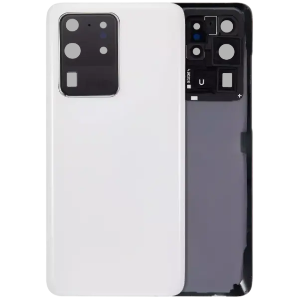 Capac Spate Sticla Cu Lentila Camera Samsung Galaxy S20 Ultra 5G (No Logo) AMPlus (Cloud White)