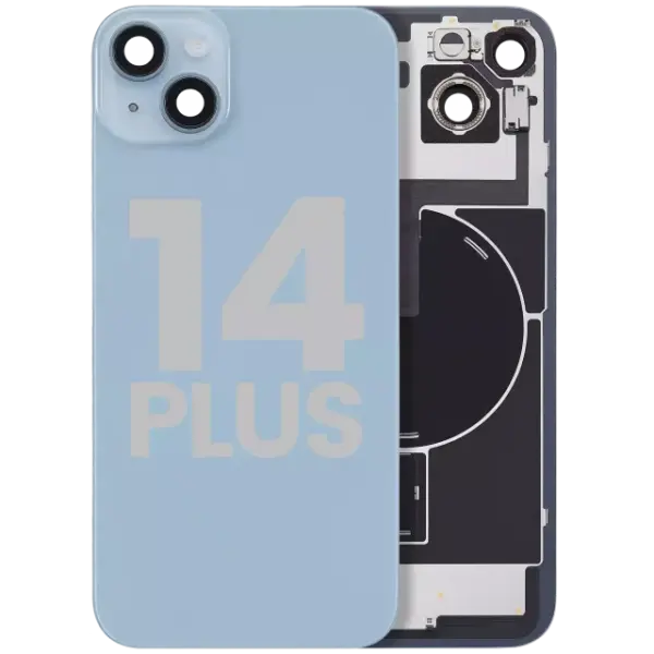 Capac Spate Sticla Cu Magnet MagSafe, NFC Si Lanterna Flex iPhone 14 Plus Pull:C (Blue)