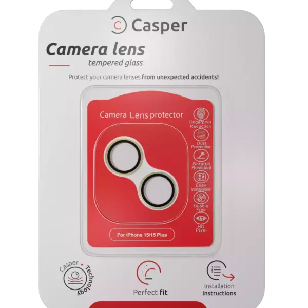 Sticla Protectie Camera iPhone 15 / 15 Plus – Clear Rings (yellow)