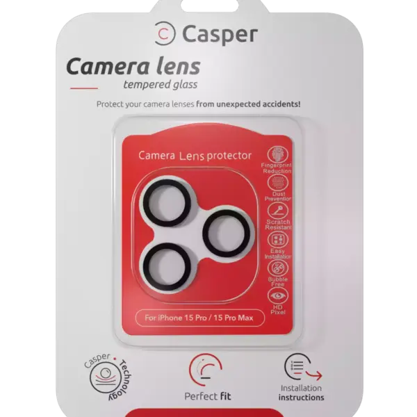 Oferte Black Friday Sticla Protectie Camera iPhone 15 Pro / 15 Pro Max – Clear Rings (Black)