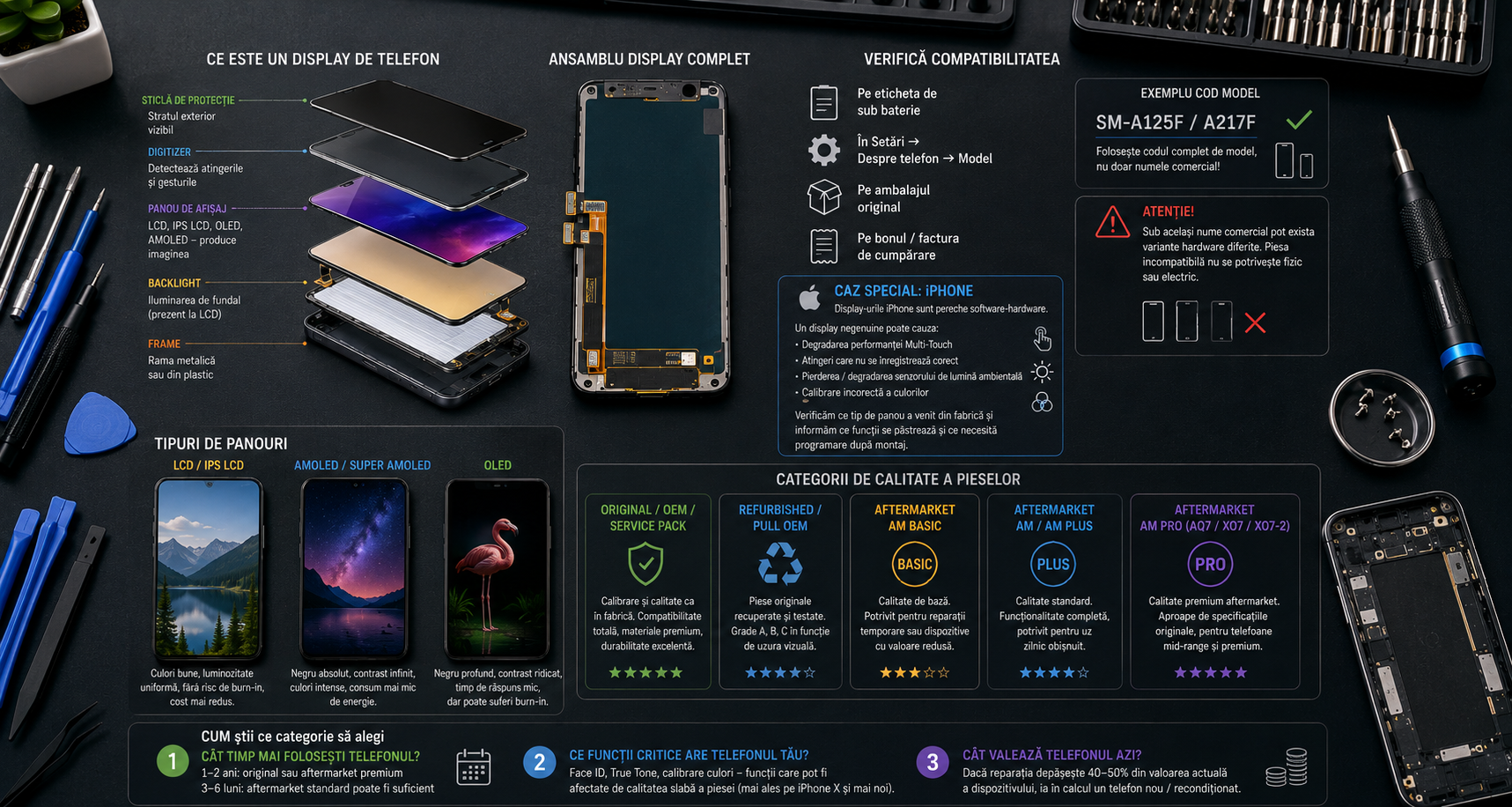 Cum alegi display-ul corect pentru telefon: compatibilitate, calitate și criterii importante Cum alegi display-ul corect pentru telefon: compatibilitate, calitate și criterii importante
