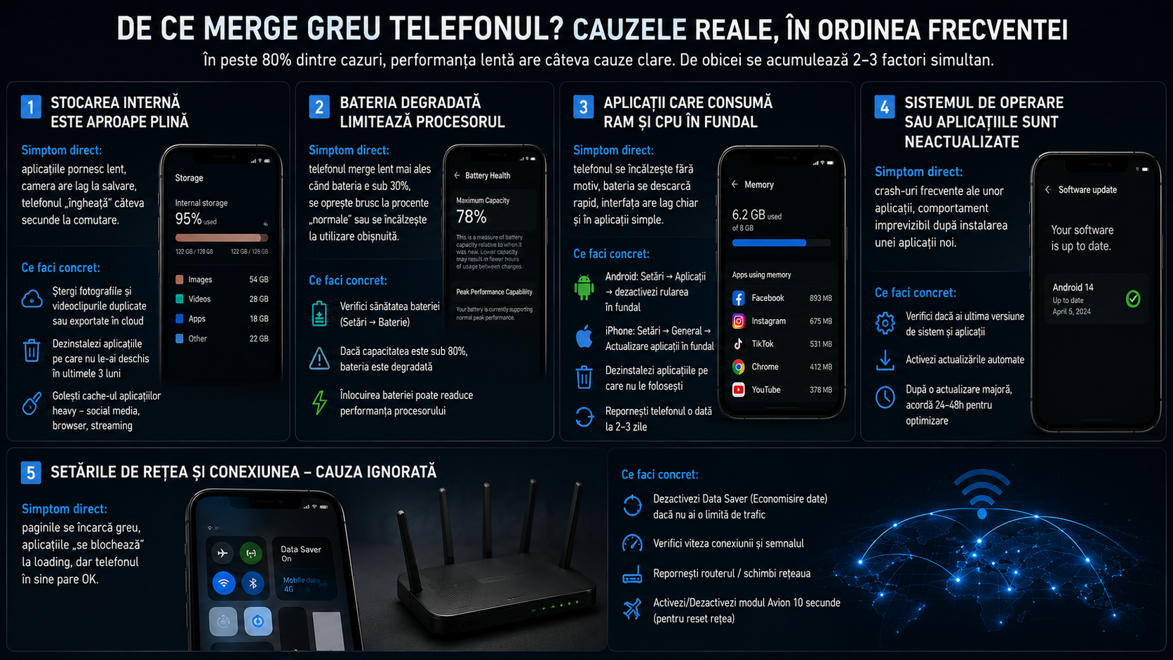 Cum îmbunătățești performanța telefonului? Ce să faci dacă telefonul merge greu