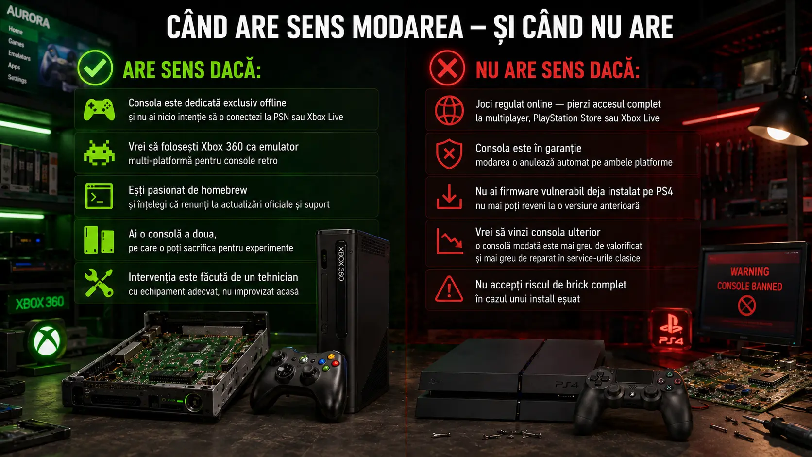 Merită să modezi un Xbox 360 sau PlayStation 4? Avantaje, riscuri și probleme posibile Merită să modezi un Xbox 360 sau PlayStation 4? Avantaje, riscuri și probleme posibile
