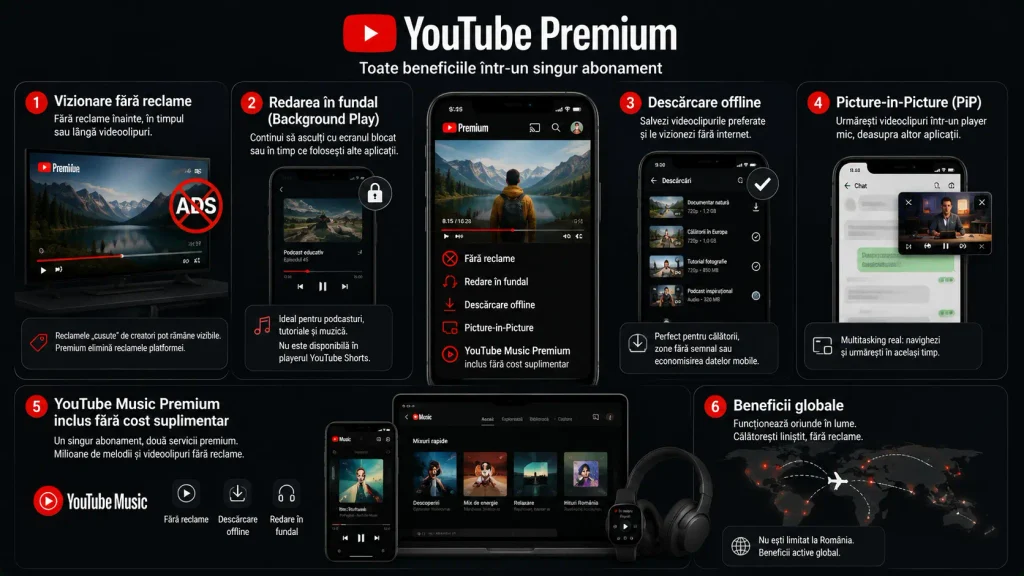 Cât costă YouTube Premium în România și ce beneficii include abonamentul (2026) Cât costă YouTube Premium în România și ce beneficii include abonamentul (2026)