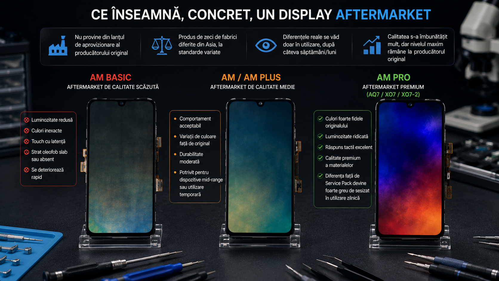 Care sunt diferențele dintre un display original Service Pack și unul aftermarket pentru telefon Care sunt diferențele dintre un display original Service Pack și unul aftermarket pentru telefon