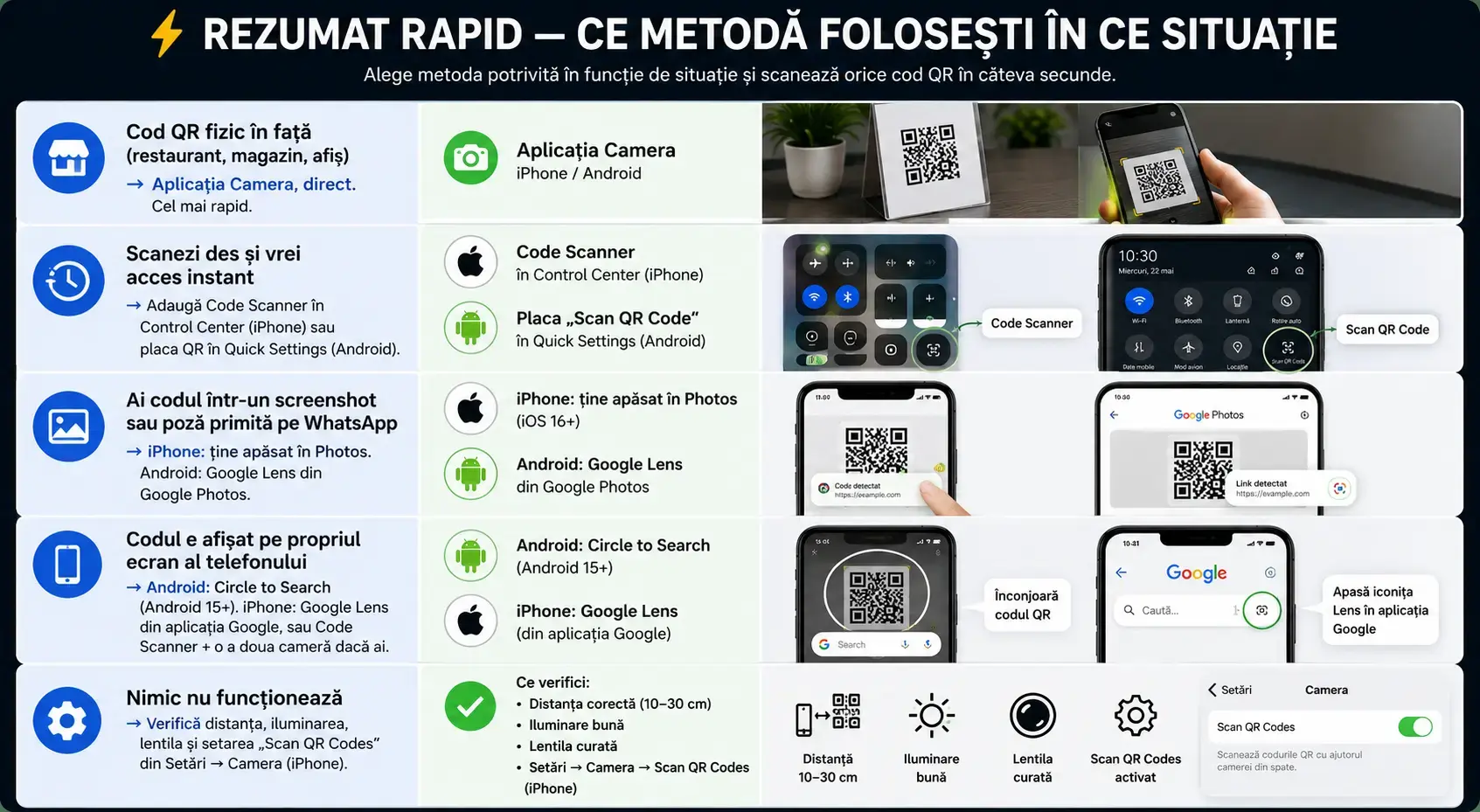Cum scanezi coduri QR pe telefon? Metode simple pentru Android și iPhone Cum scanezi coduri QR pe telefon? Metode simple pentru Android și iPhone