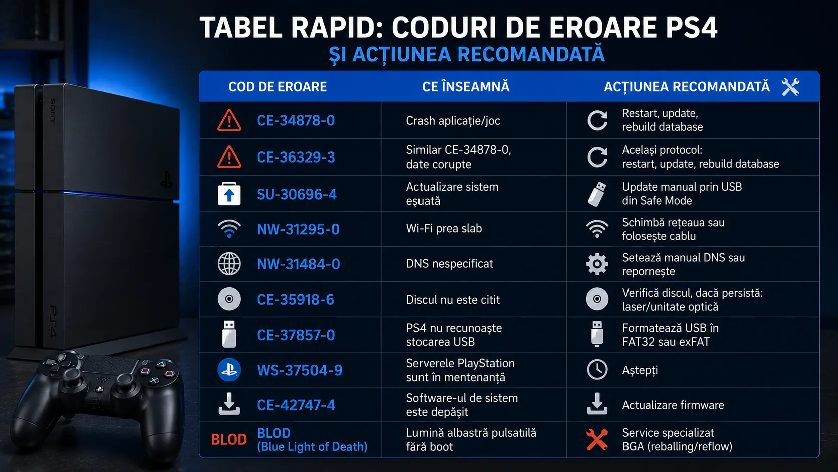 Top probleme și coduri de eroare PlayStation 4: cauze și soluții pentru cele mai frecvente erori Top probleme și coduri de eroare PlayStation 4: cauze și soluții pentru cele mai frecvente erori