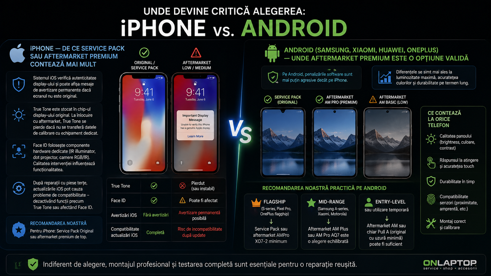Care sunt diferențele dintre un display original Service Pack și unul aftermarket pentru telefon Care sunt diferențele dintre un display original Service Pack și unul aftermarket pentru telefon
