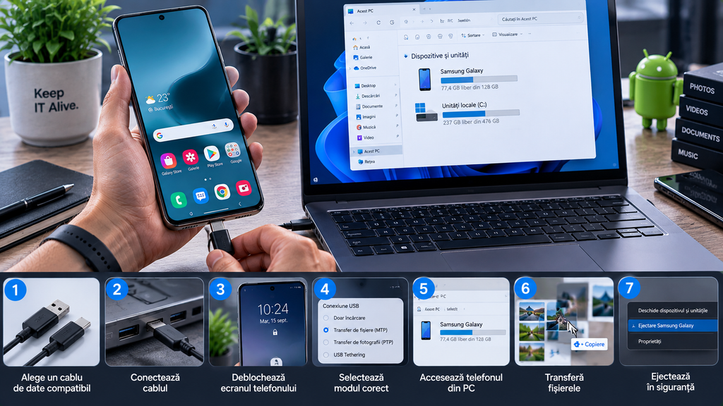 Cum conectezi telefonul la PC prin cablu de date? Ghid pas cu pas Cum conectezi telefonul la PC prin cablu de date? Ghid pas cu pas