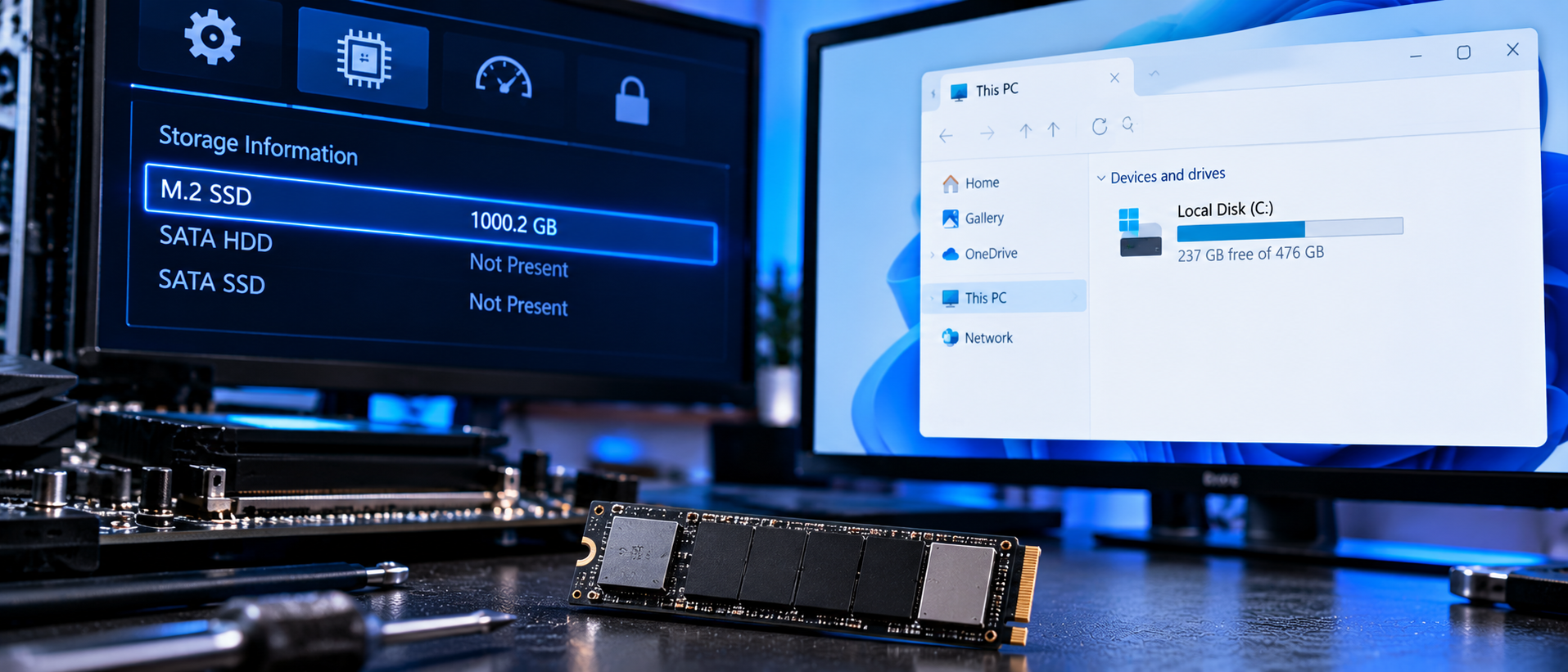 1.SSD-ul este detectat în BIOS, dar nu apare în Windows